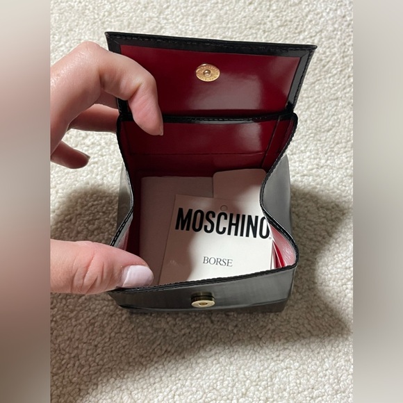 Moschino Vintage Leather Coin Pouch - Black Wallet - Picture 4 of 9